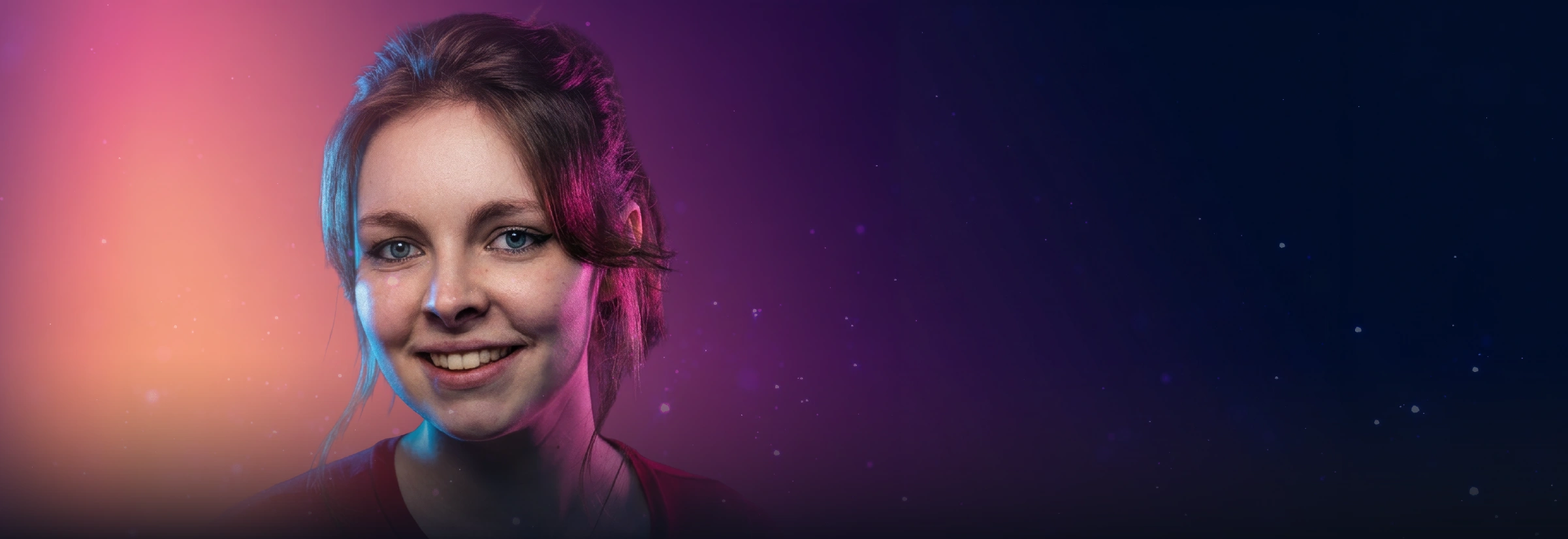 Kate Boleyn portrait with cyan and pink lighting